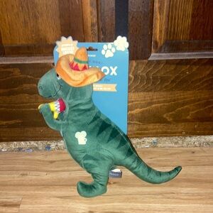 Fringe Studio Green and Orange Plush Dinosaur Dog Toy